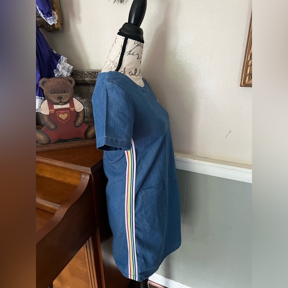 GIRLS NAUTICA DENIM SHORT SLEEVE LIGHTWEIGHT DRESS WITH POCKETS NWOT - Picture 3 of 5